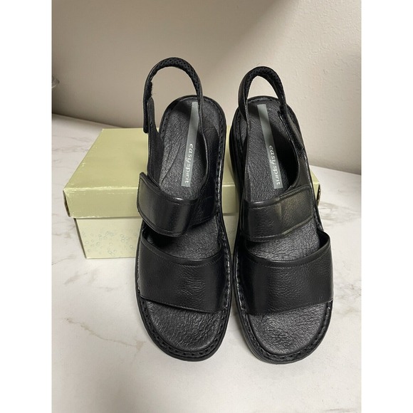 Easy Spirit Anti Gravity Black Strap Leather Sandal Sz 10 M‎ New in Box - Picture 1 of 10